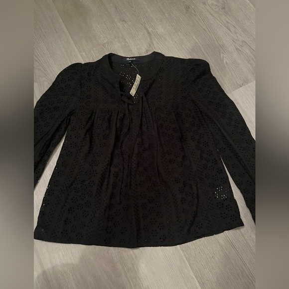 NWT Madewell Eyelet Double- Tie Peasant Top - Picture 2 of 3